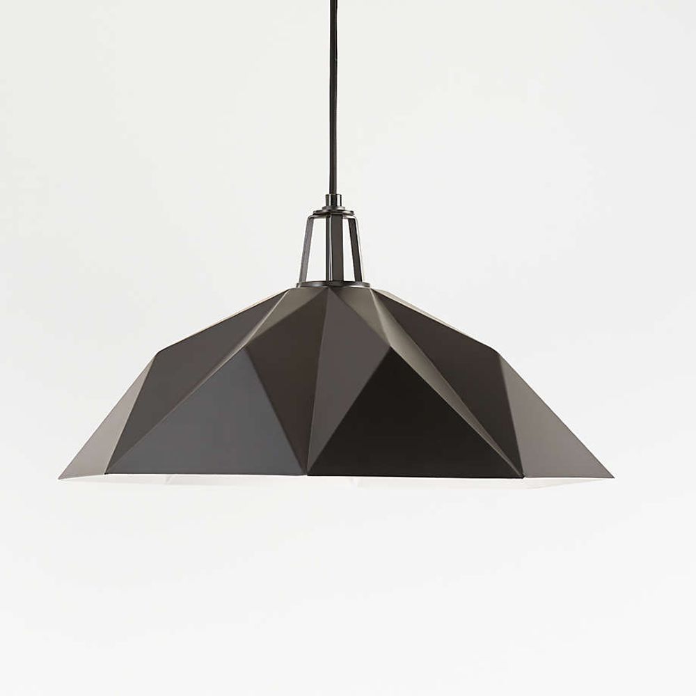 Crate Barrel Maddox Black Faceted Pendant with Black Socket The