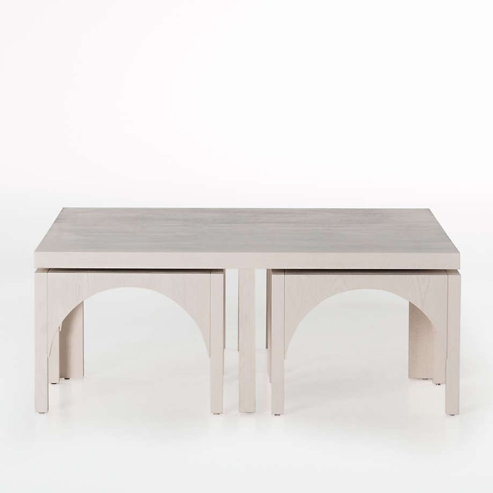 Whitewashed square shop coffee table
