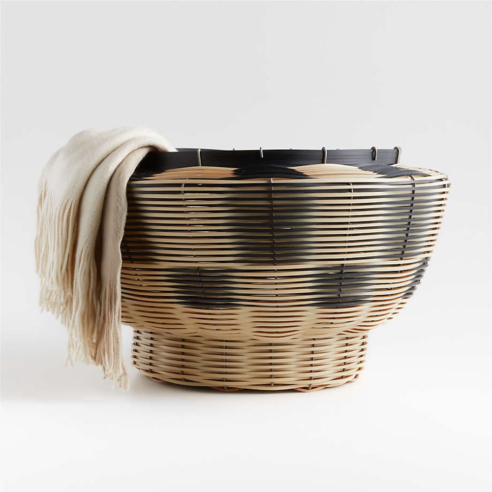Crate Barrel Mo s Crib Woven Black Basket The Shops at Willow Bend