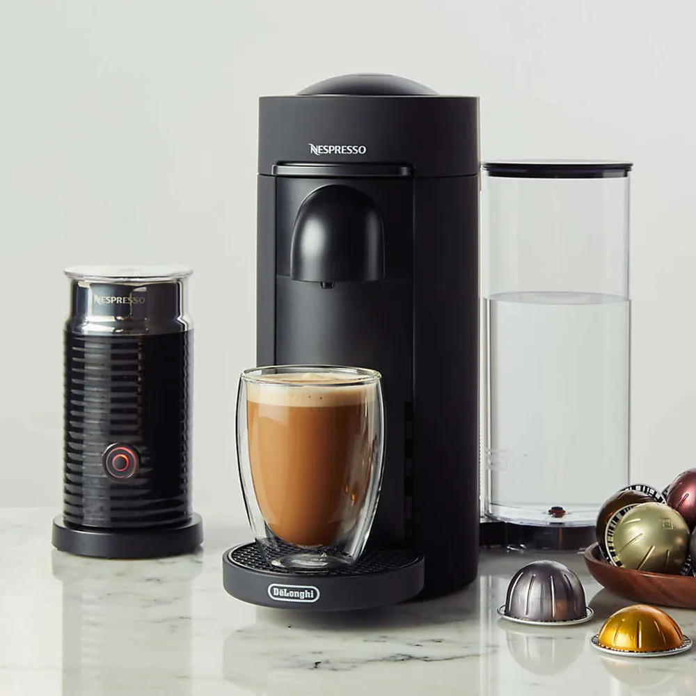 Nespresso vertuoplus matte black coffee maker & espresso machine with aeroccino by breville shop