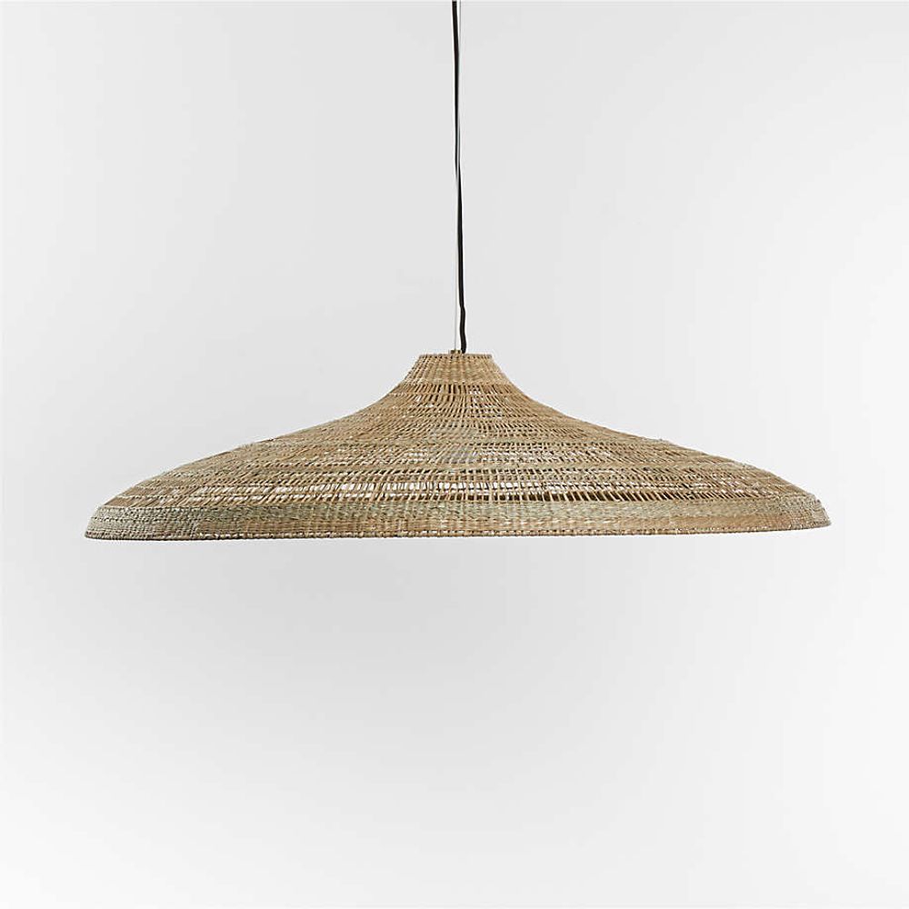 Crate Barrel Nossa Wide Natural Woven Pendant Light The Shops at