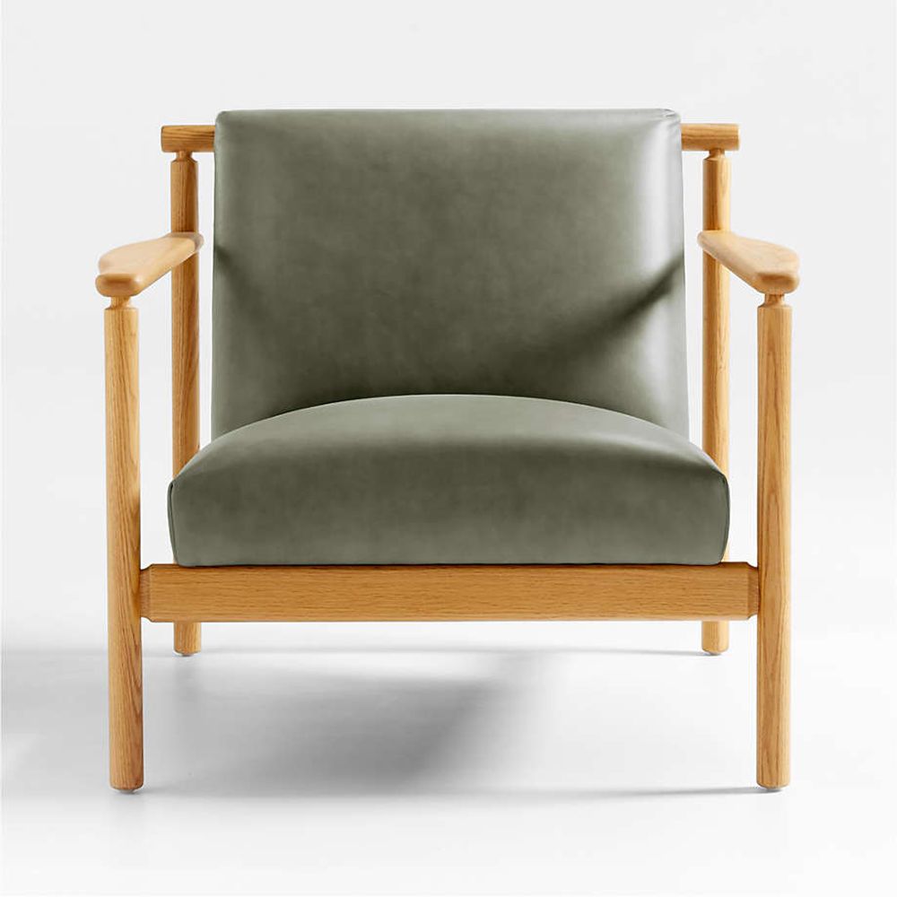 Cavett leather outlet wood frame chair