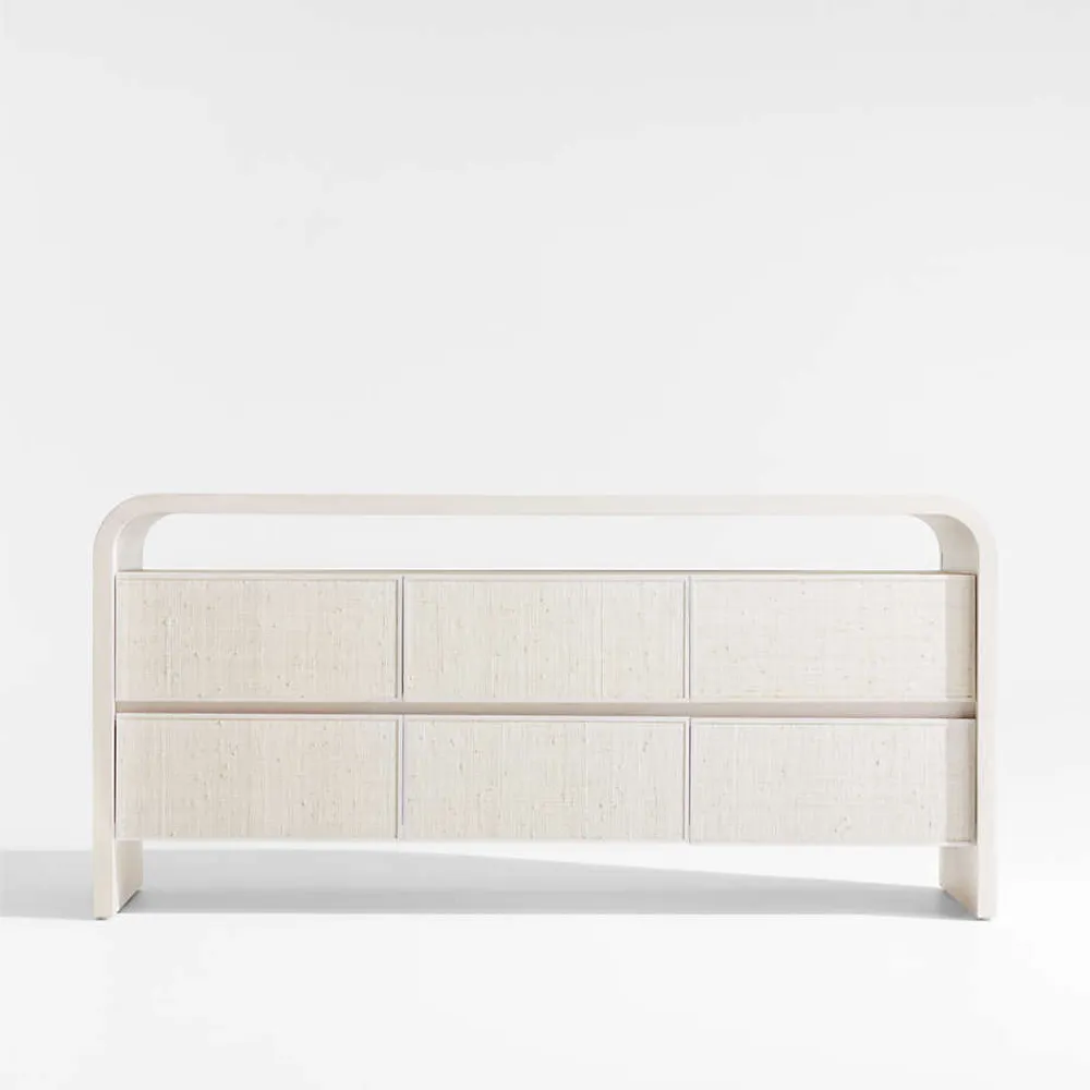 Crate Barrel Rica Grasscloth 6 Drawer Dresser by Leanne Ford
