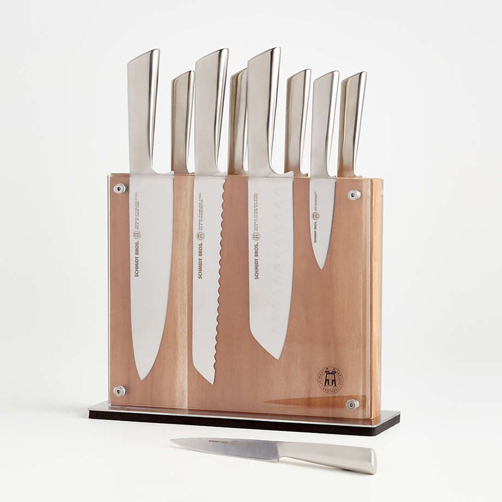 Crate Barrel Schmidt Brothers Stainless Steel 10 Piece Knife Block