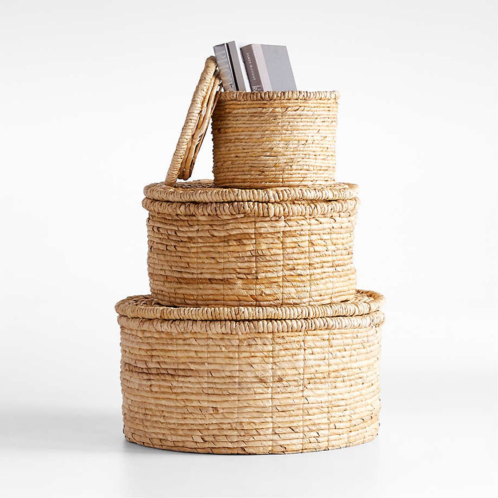 Round woven storage shop baskets