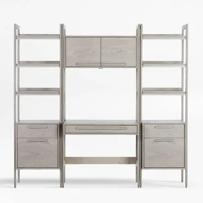 Crate Barrel Tate Stone Grey Wood Bookcase File Cabinet Yorkdale