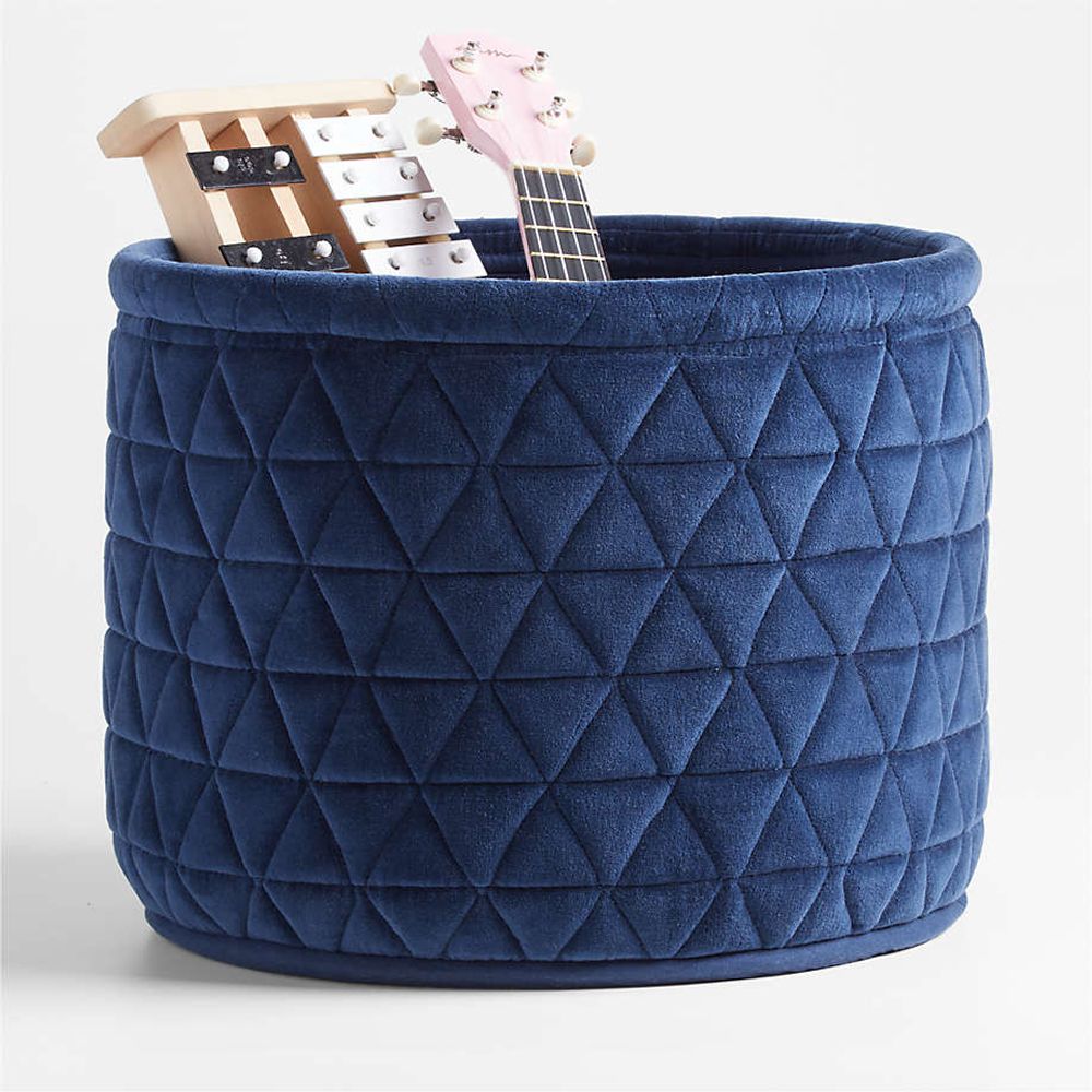 Crate Barrel Navy Velvet Kids Storage Bin The Shops at Willow Bend