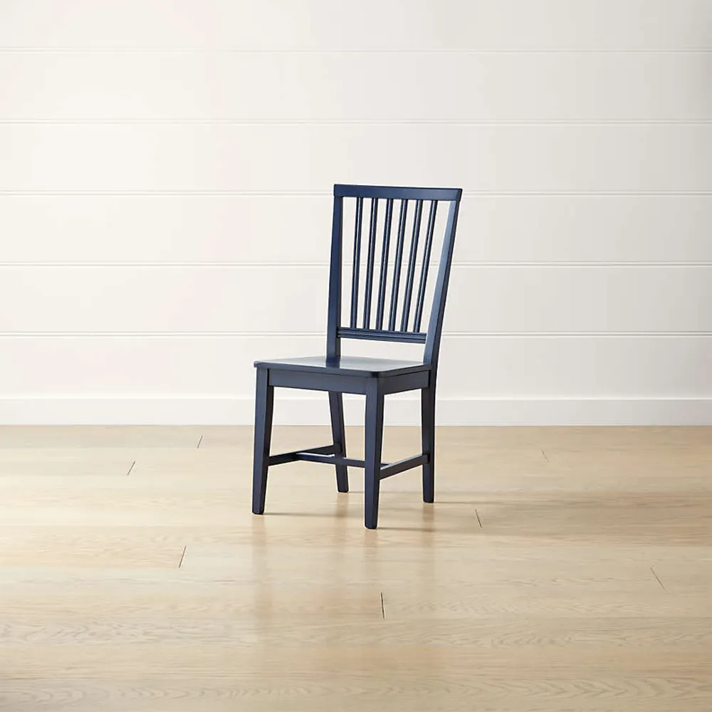 Crate Barrel Village Indigo Wood Dining Chair Square One