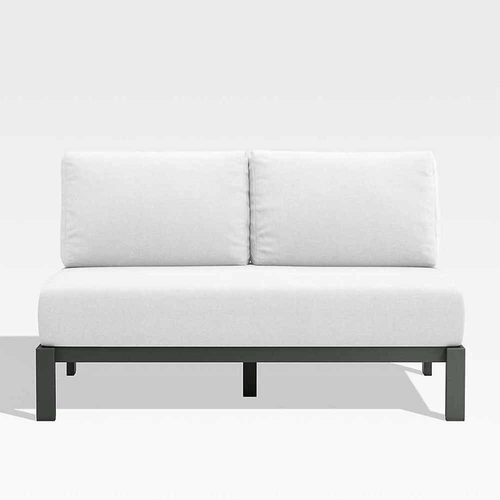 Crate Barrel Walker Metal Outdoor Armless Loveseat with White