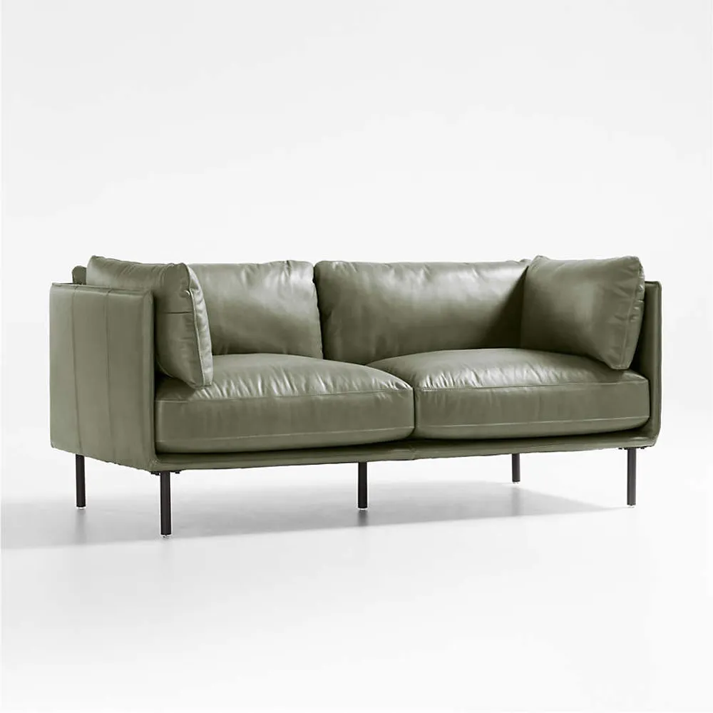 Crate Barrel Wells Leather Apartment Sofa Square One