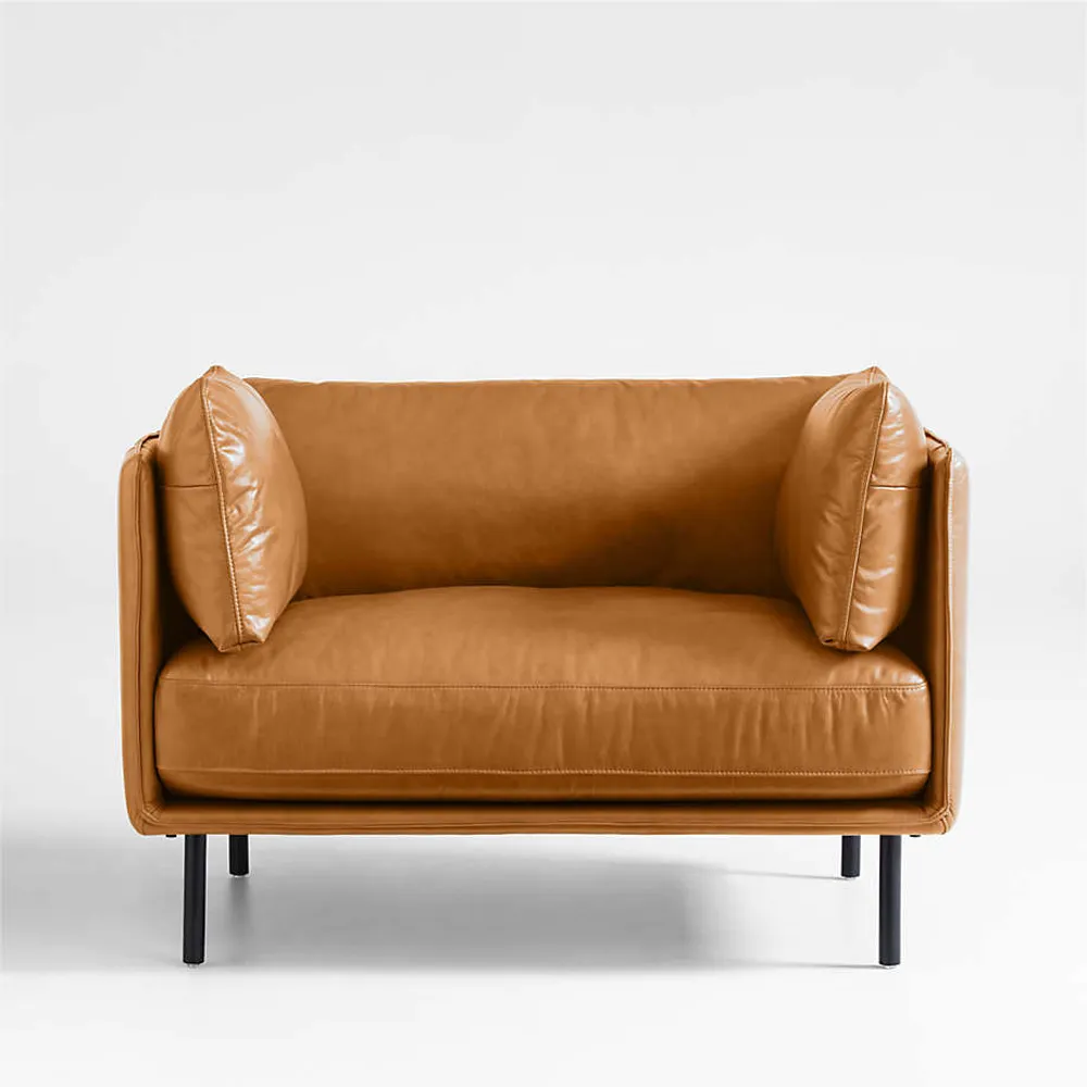 Crate and barrel wells hotsell leather chair