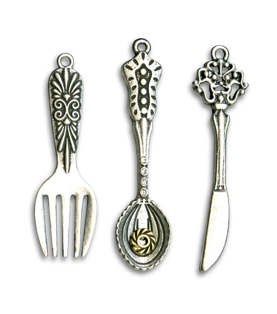 Joann Fabrics Hildie jo 3 pk Utensil Charms Oxidized Silver