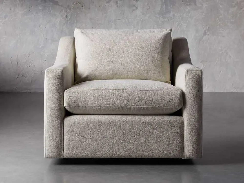 Arhaus Ashby Deep Upholstered 39" Swivel Chair in Cushing Frost The Summit at Fritz Farm