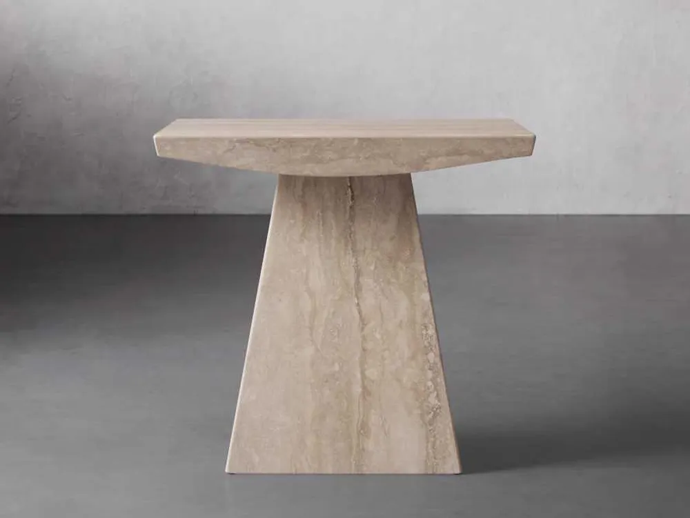 Arhaus Ilaria End Table in Light Travertine | The Summit at Fritz Farm