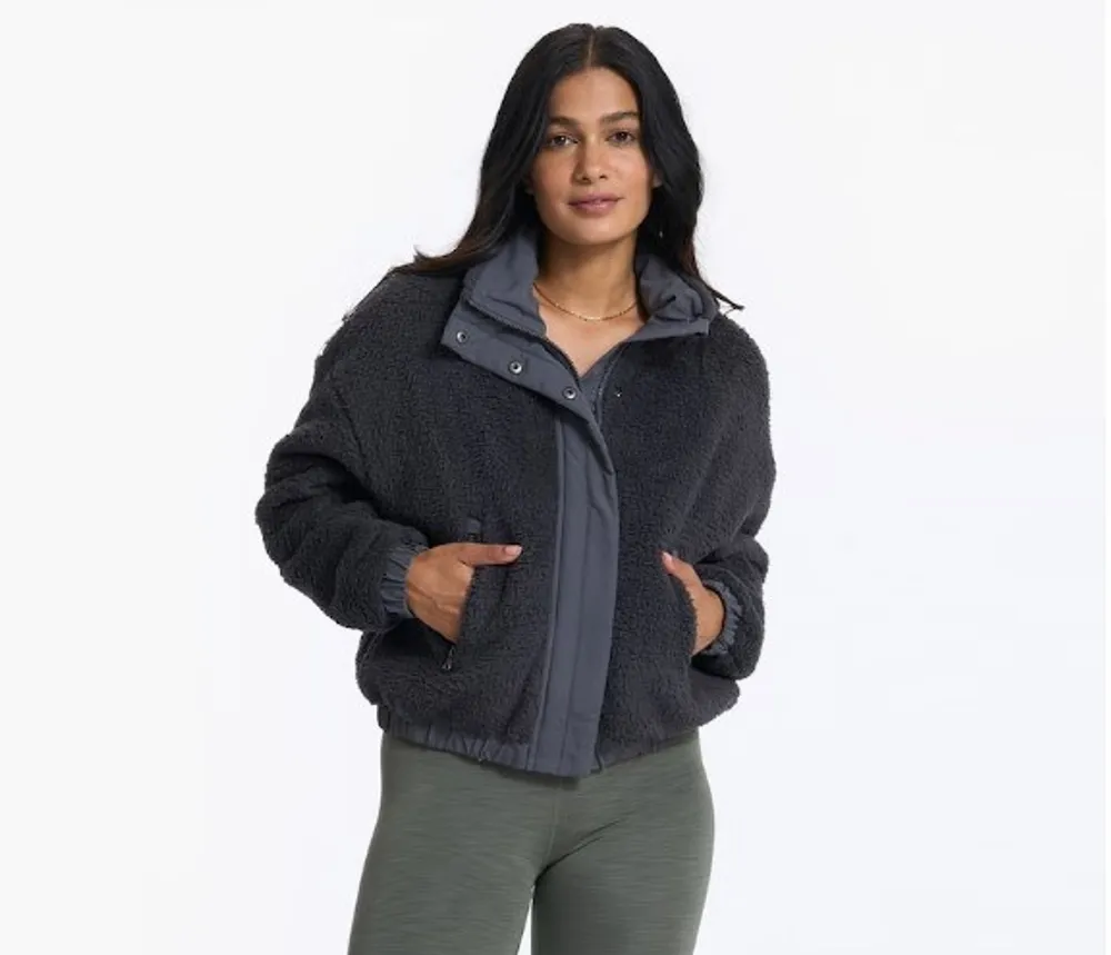 Womens grey sherpa clearance jacket