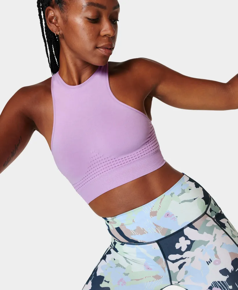 High neck sports crop on sale top