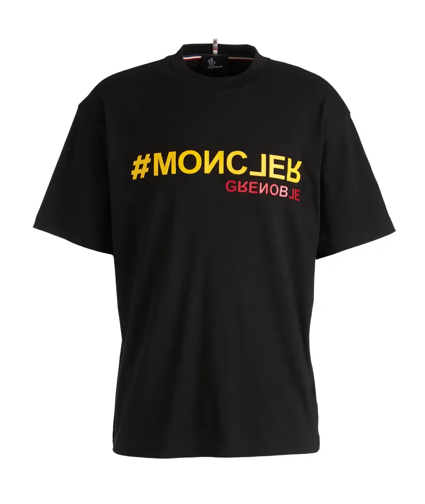 Moncler Grenoble Hashtag Print Logo Cotton Jersey T-Shirt