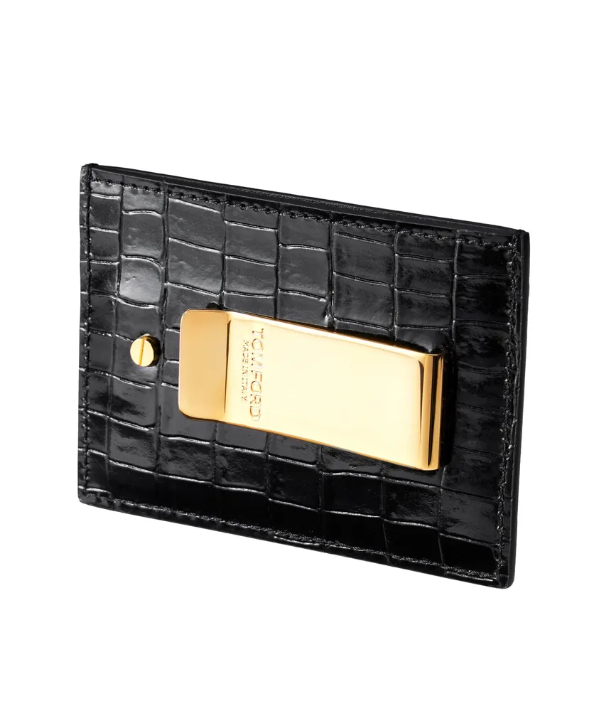 TOM FORD Crocodile Print Leather Money Clip Cardholder | Square One