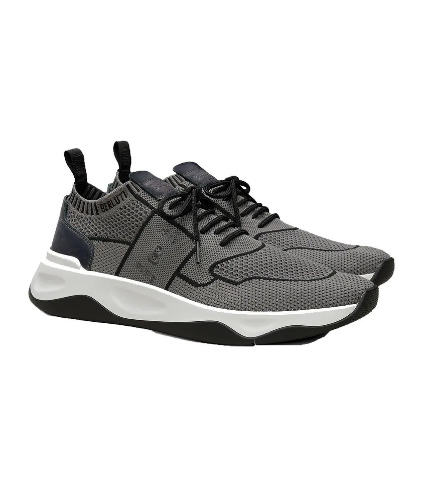 Berluti Shadow Knit And Leather Sneaker | Square One