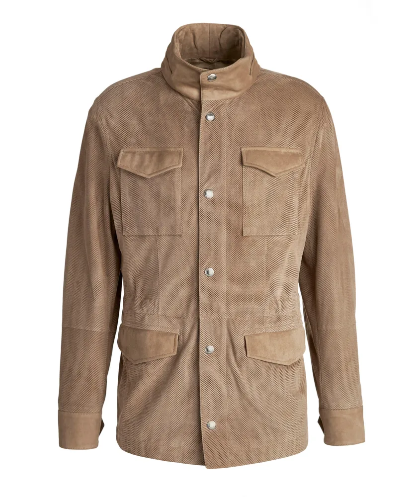 Brunello Cucinelli Perforated Suede Field Jacket | Square One