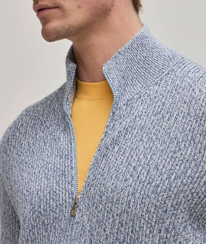 Cotton zip clearance up sweater