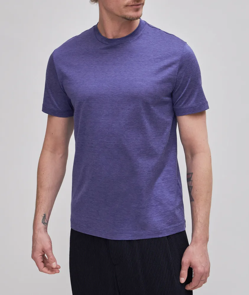 Giorgio Armani Heathered Jersey-Cotton Silk T-Shirt | Yorkdale Mall