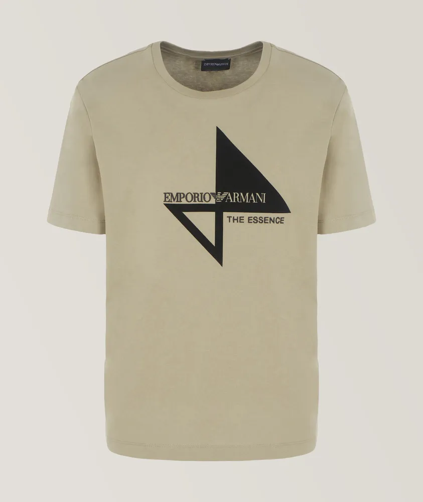 Emporio Armani Flocked Sail Motif Jersey Cotton T Shirt Yorkdale