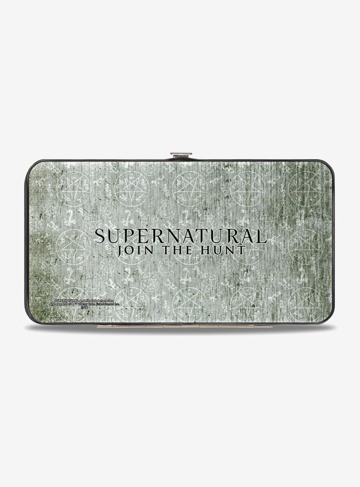 Supernatural Wallet, Zip Around, Supernatural 4-Character Collage In Clouds Grays/Sepia, Vegan Leather
