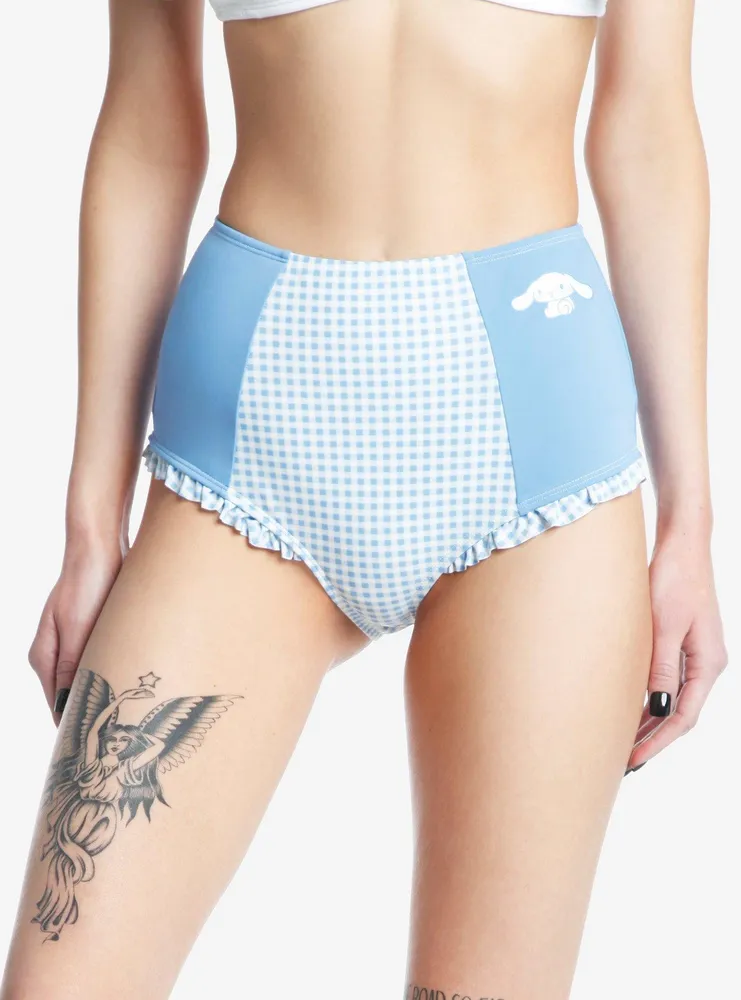 Hot Topic Cinnamoroll Blue Gingham High Waisted Swim Bottoms