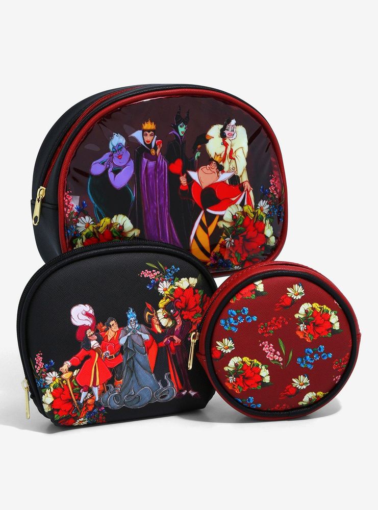 Boxlunch Disney Villains Floral Group Portrait Cosmetic Bag Set BoxLunch Exclusive Mall of