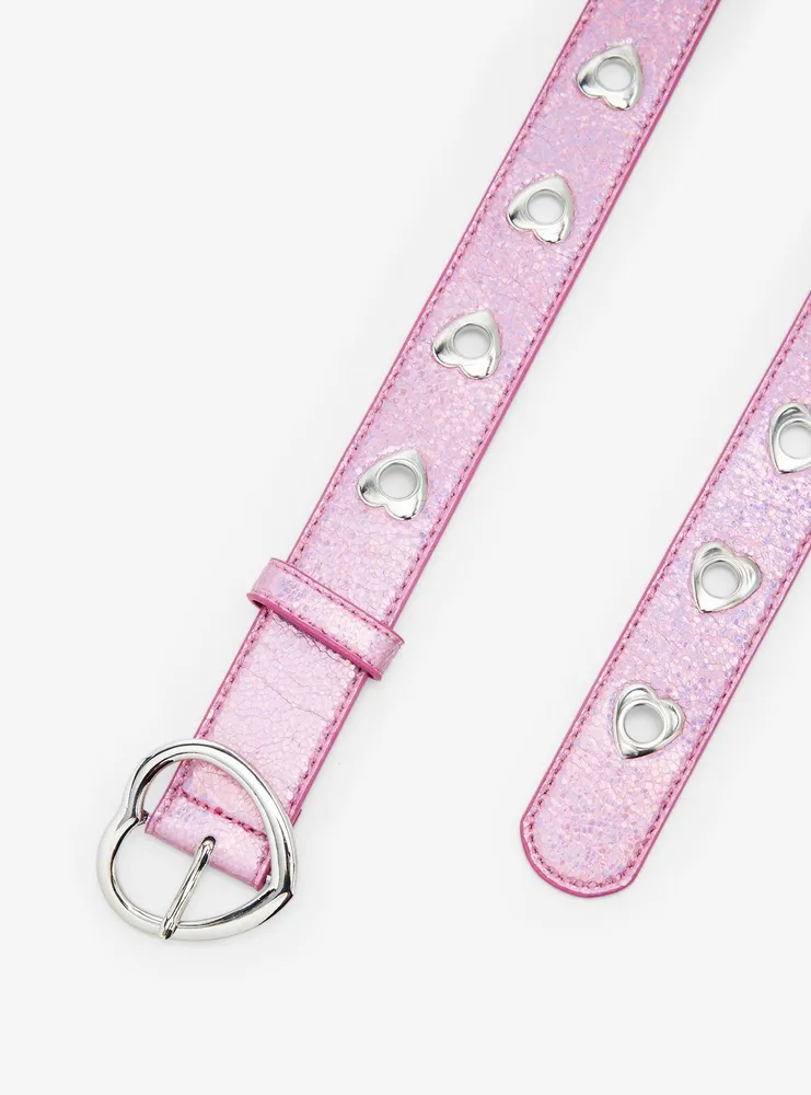 Hot Topic Pink Glitter Heart Grommet Belt | Mall of America®