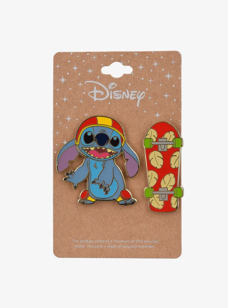 Boxlunch Disney Lilo & Stitch Skateboarding Stitch Enamel Pin Set ...