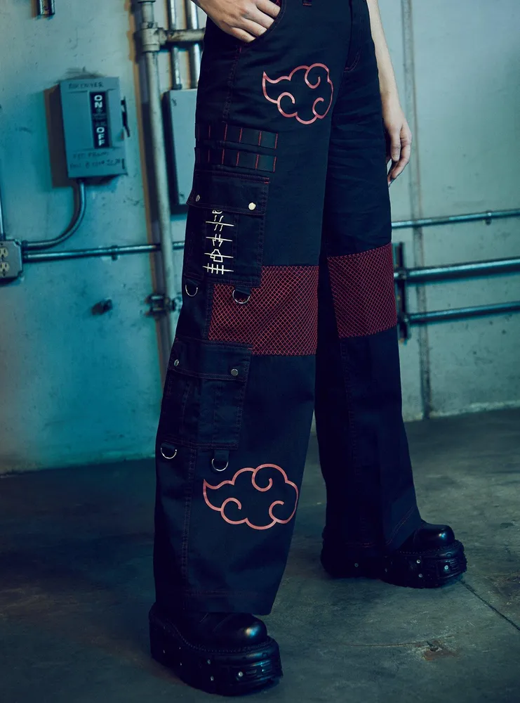 Hot Topic Naruto Shippuden Akatsuki Mesh Wide Leg Cargo Pants | Mall of ...