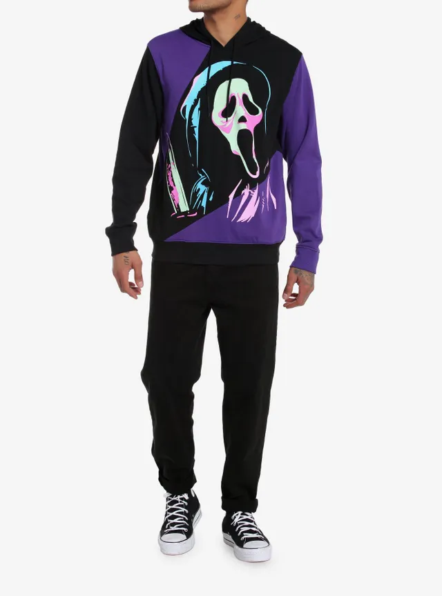 Hot Topic Scream Ghost Face Black & Purple Panels Hoodie