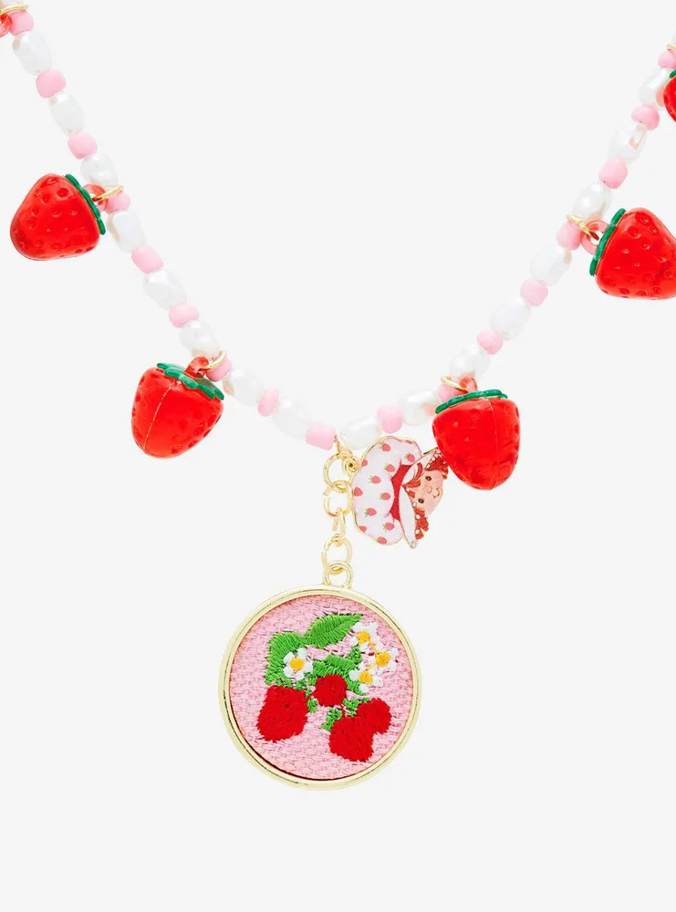 Boxlunch Strawberry Shortcake Embroidered Strawberry Pendant Necklace ...