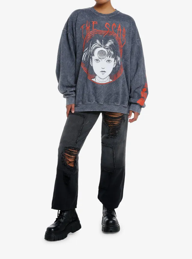 Hot Topic Junji Ito The Scar Jumbo Graphic Girls Sweatshirt