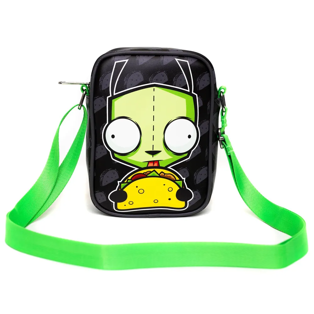 Boxlunch Invader Zim Gir Taco Pose With Taco Print Black Gray Crossbody