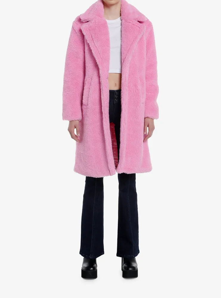 Bubblegum pink shop faux fur coat