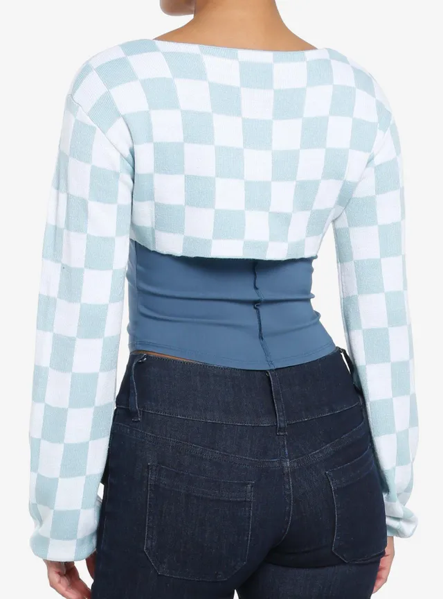 Hot Topic Cinnamoroll Checkered Knit Bolero Girls Crop Top