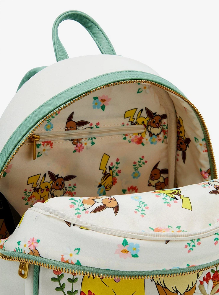 Loungefly newest Pokémon Pikachu & Eevee Floral Mini Backpack & Cardholder