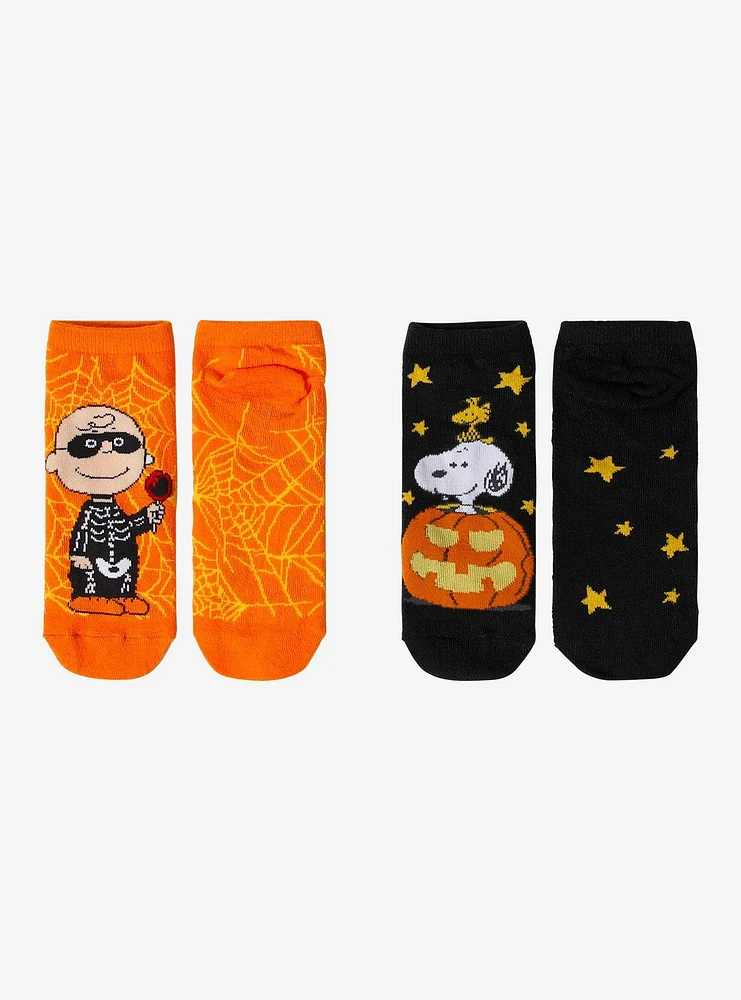 Hot Topic Peanuts Snoopy & Charlie Brown Halloween No-Show Socks 2 Pair ...