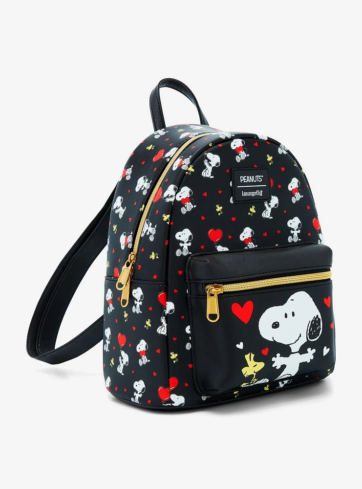 Hot Topic Loungefly Peanuts Snoopy Woodstock Hearts Mini Backpack ...