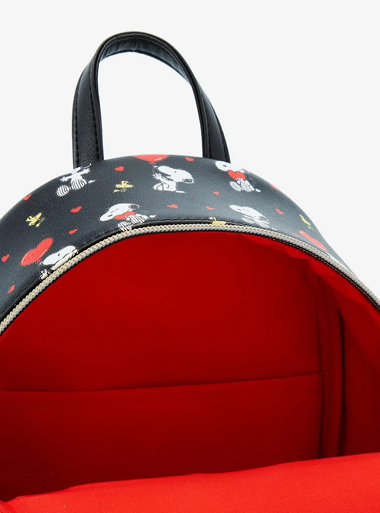 Hot Topic Loungefly Peanuts Snoopy Woodstock Hearts Mini Backpack ...