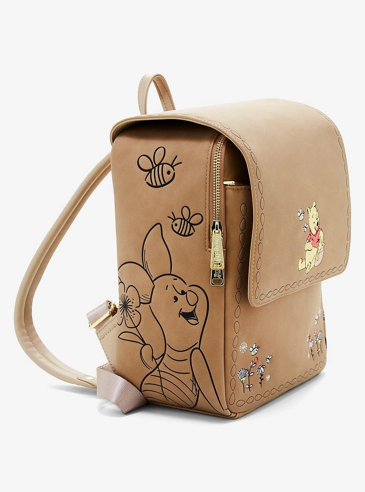 Disney Loungefly Disney Winnie the Pooh Floral Brown Backpack