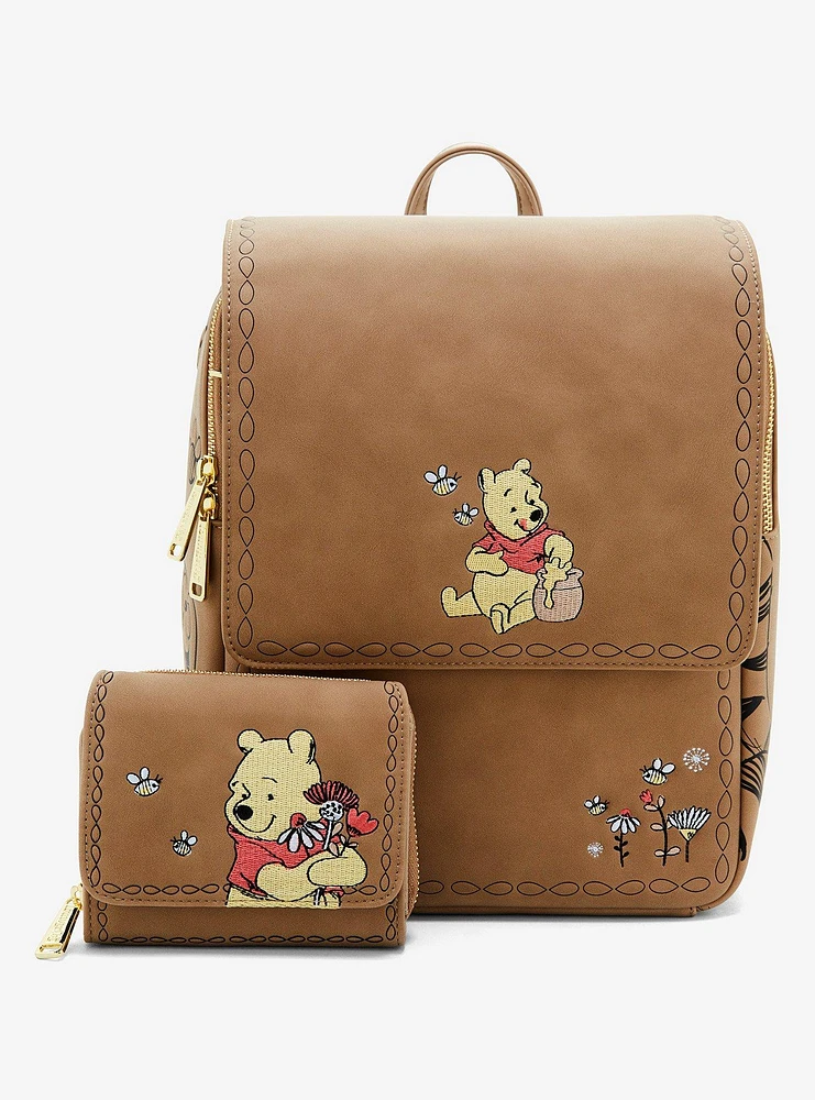Disney Loungefly Disney Winnie the Pooh Floral Brown Backpack