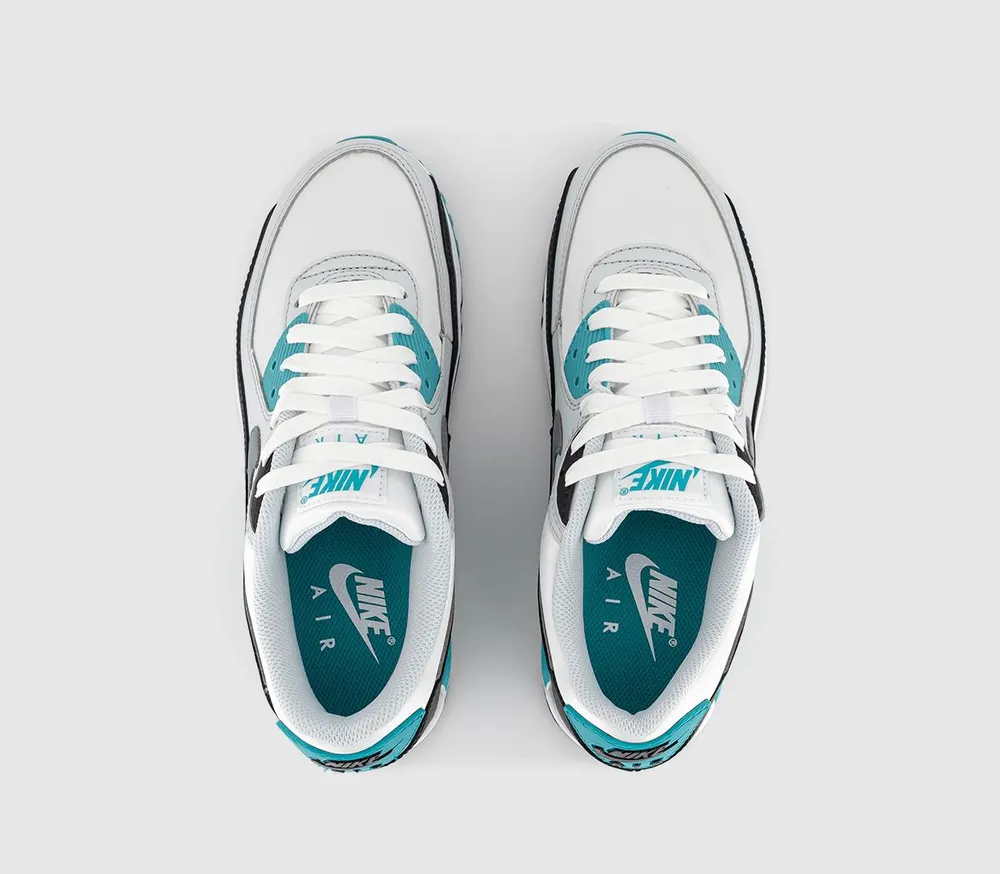 Nike Air Max 90 Trainers White Cool Grey Teal Nebula Black