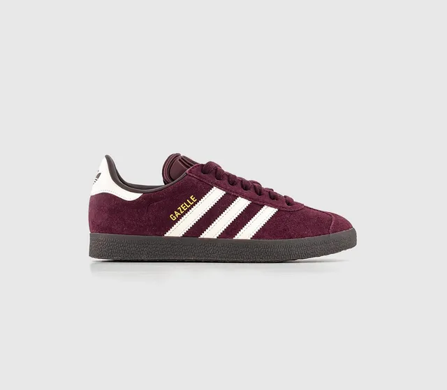 Adidas gazelle trainers clearance burgundy white gold metallic