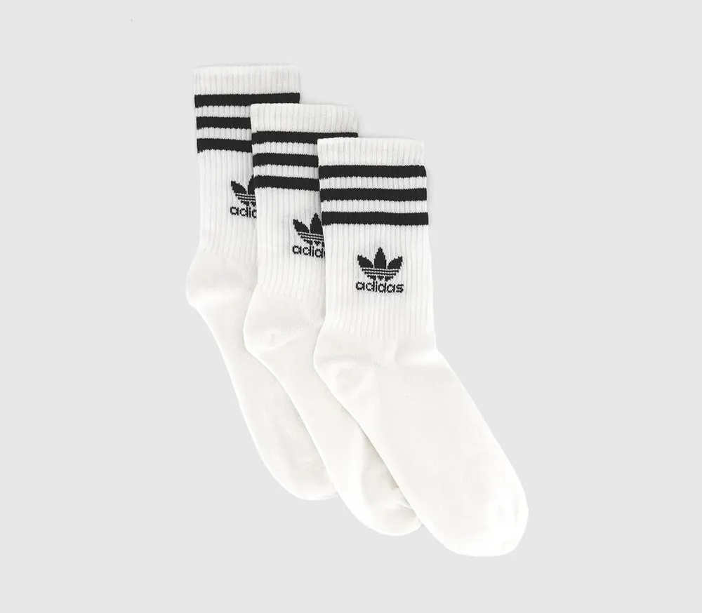 Adidas Mid Cut Crew Socks Pack White Black Accessories King S Cross