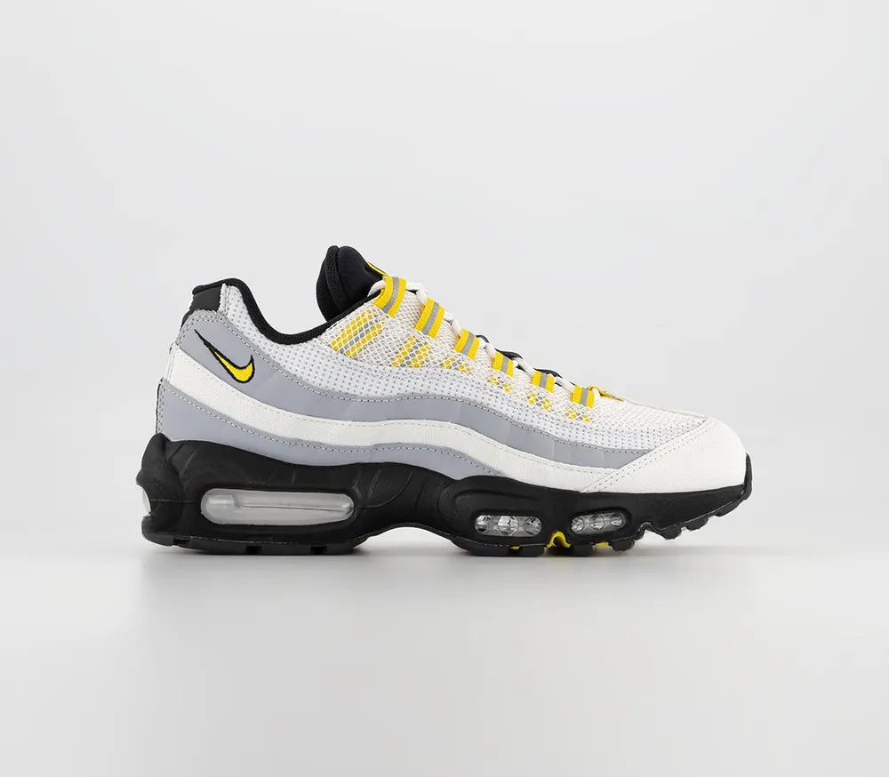 Nike Air Max 95 Trainers White Tour Yellow Black Wolf Grey