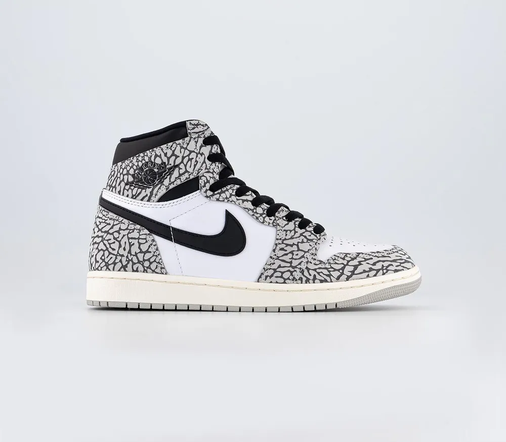 Jordan Air 1 High Trainers Tech Grey Muslin Black White - Unisex ...